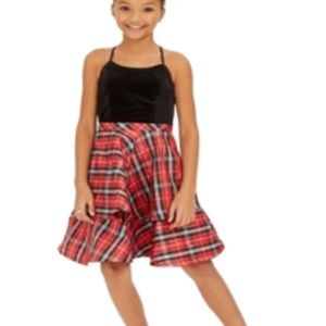Sequin Hearts Big Girl's 2 Pc Eyelash Bolero & Plaid Dress Red Size 8